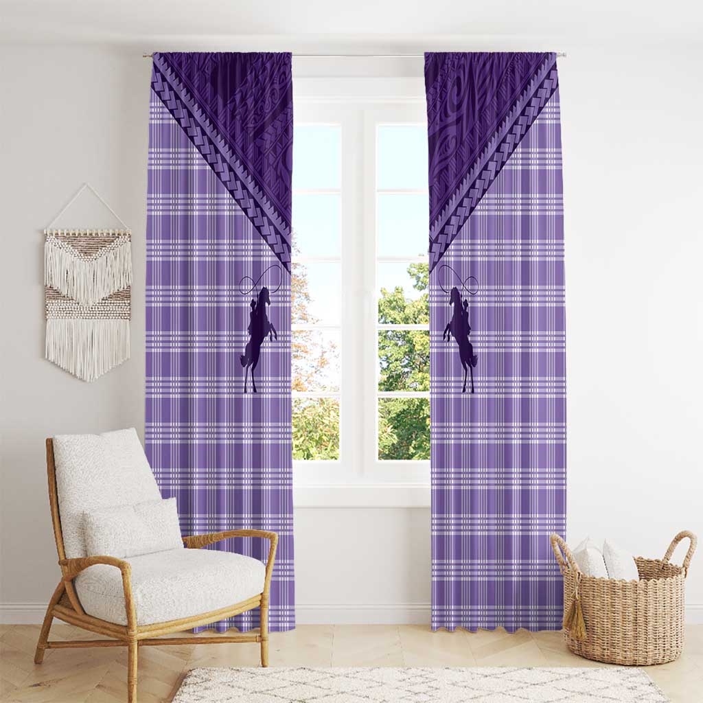 Aloha Hawaii Cowboys Paniolo Window Curtain Violet Palaka LT7 - Polynesian Pride