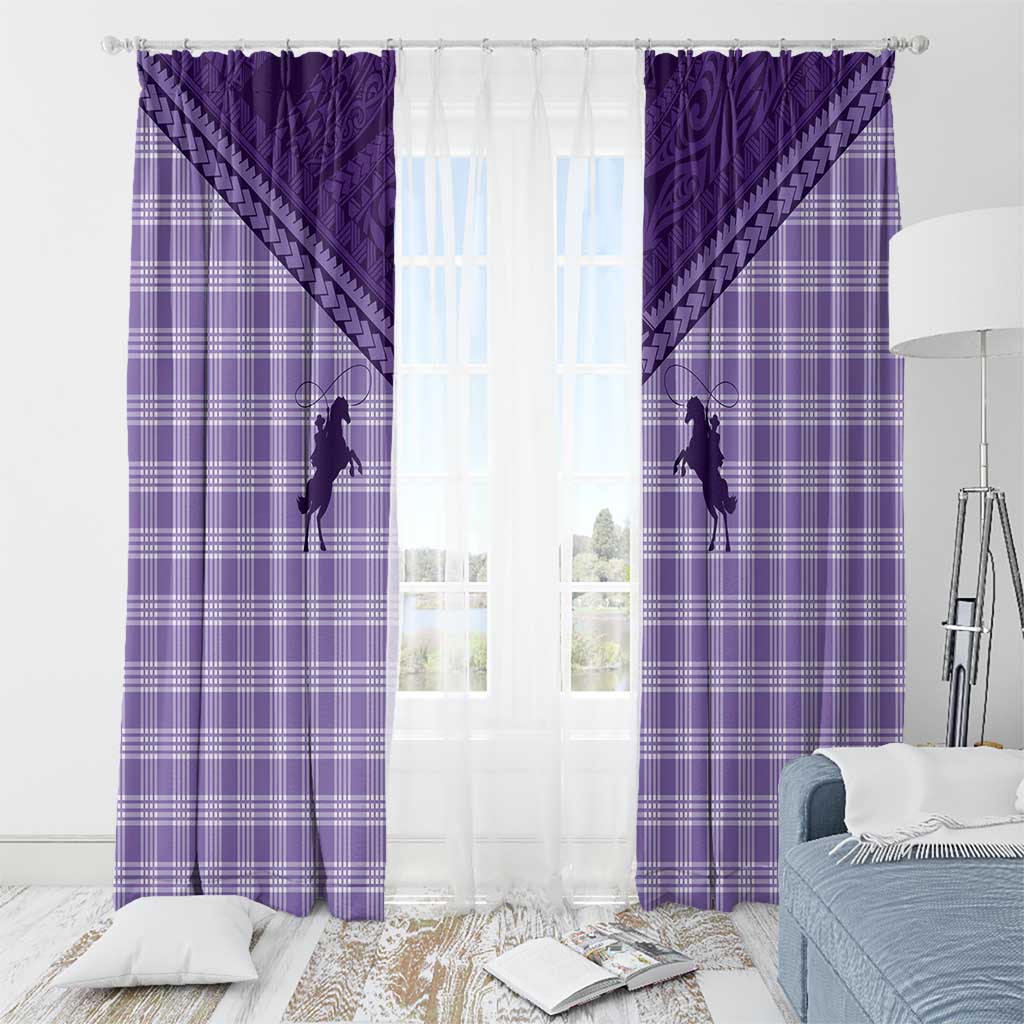 Aloha Hawaii Cowboys Paniolo Window Curtain Violet Palaka LT7 - Polynesian Pride