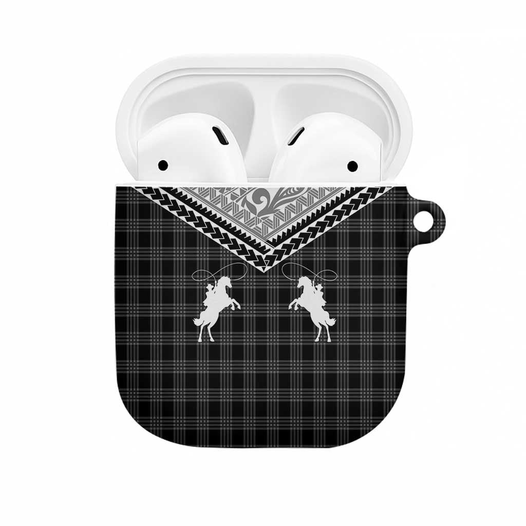 Aloha Hawaii Cowboys Paniolo AirPods Case Black Palaka LT7 Black - Polynesian Pride