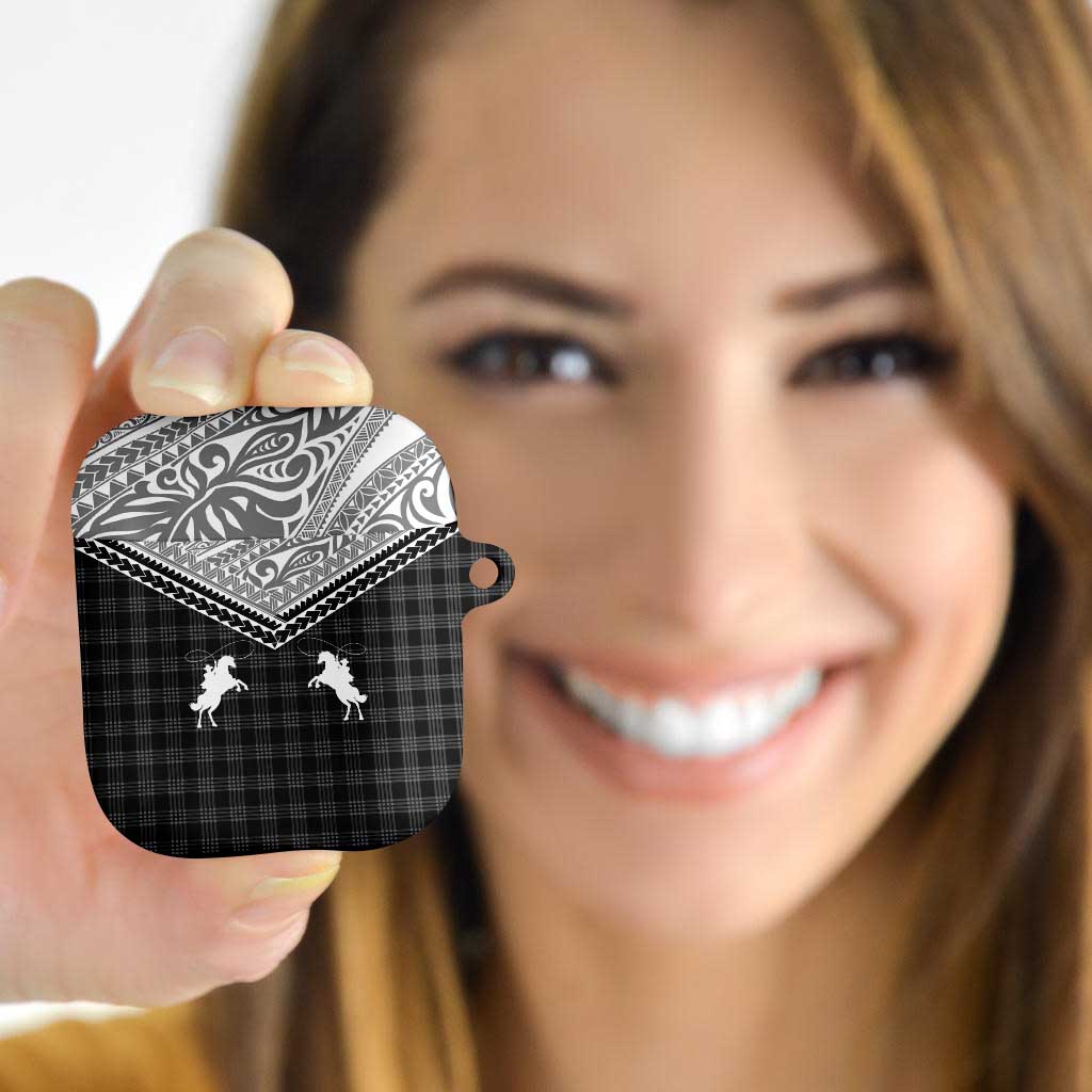 Aloha Hawaii Cowboys Paniolo AirPods Case Black Palaka LT7 - Polynesian Pride