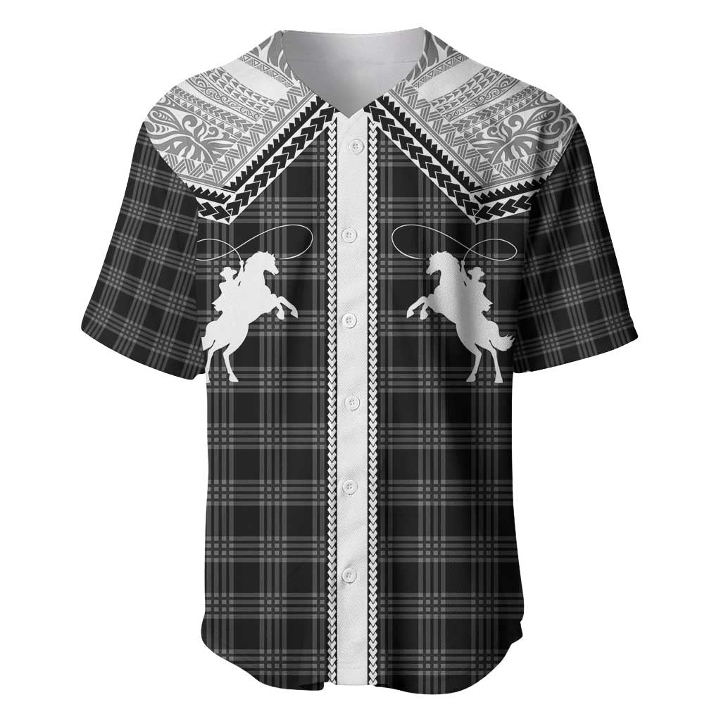 Aloha Hawaii Cowboys Paniolo Baseball Jersey Black Palaka LT7 Black - Polynesian Pride