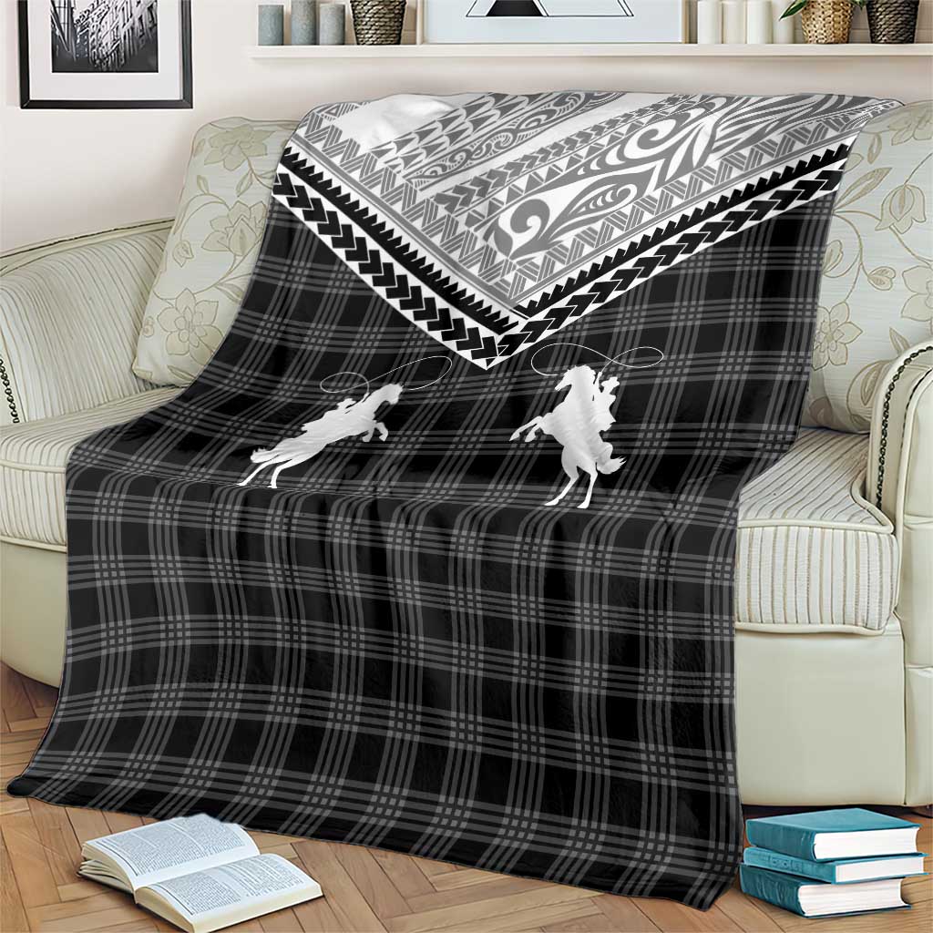 Aloha Hawaii Cowboys Paniolo Blanket Black Palaka LT7 - Polynesian Pride