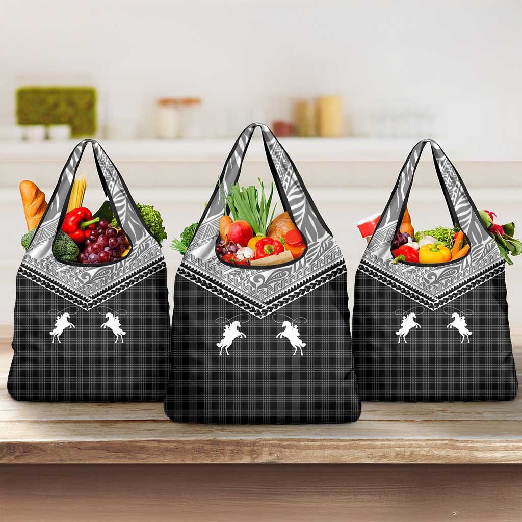 Aloha Hawaii Cowboys Paniolo Grocery Bag Black Palaka LT7 3-pack One Size Black - Polynesian Pride