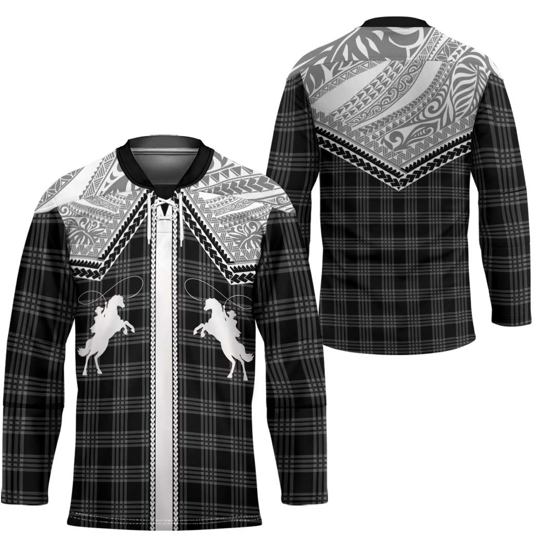 Aloha Hawaii Cowboys Paniolo Hockey Jersey Black Palaka LT7 - Polynesian Pride