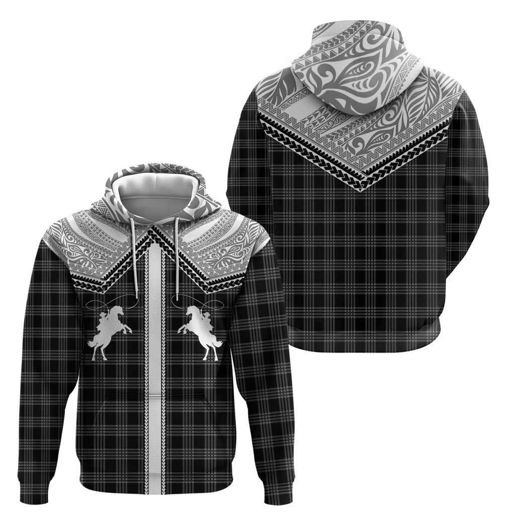 Aloha Hawaii Cowboys Paniolo Hoodie Black Palaka LT7 - Polynesian Pride