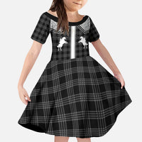 Aloha Hawaii Cowboys Paniolo Kid Short Sleeve Dress Black Palaka LT7 KID Black - Polynesian Pride