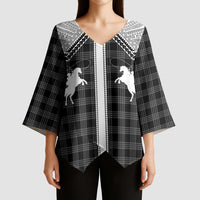 Aloha Hawaii Cowboys Paniolo Kimono Sleeve Blouse Black Palaka LT7 - Polynesian Pride