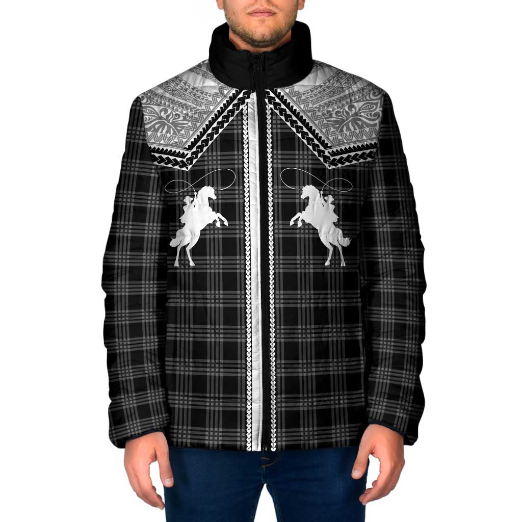 Aloha Hawaii Cowboys Paniolo Padded Jacket Black Palaka LT7 Men Black - Polynesian Pride
