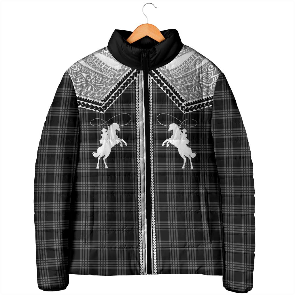 Aloha Hawaii Cowboys Paniolo Padded Jacket Black Palaka LT7 - Polynesian Pride