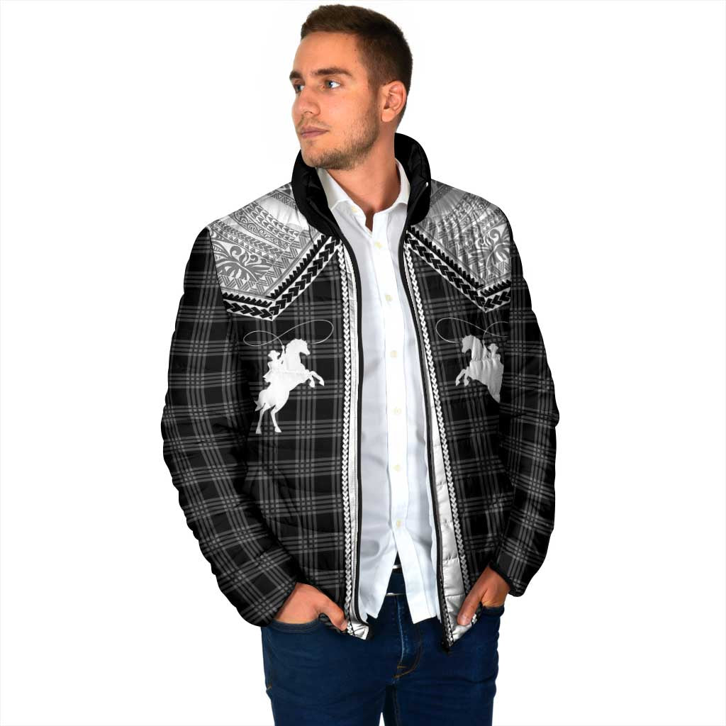 Aloha Hawaii Cowboys Paniolo Padded Jacket Black Palaka LT7 - Polynesian Pride