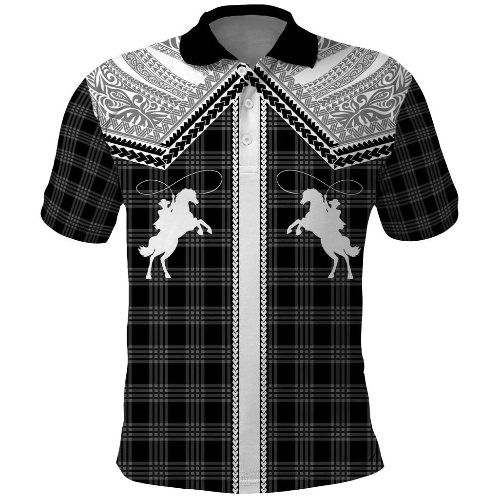 Aloha Hawaii Cowboys Paniolo Polo Shirt Black Palaka LT7 Black - Polynesian Pride