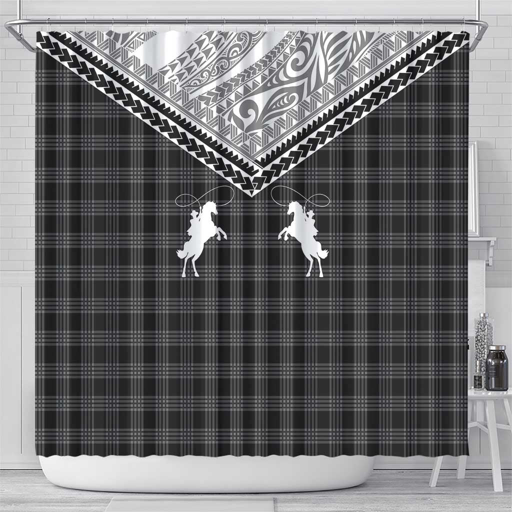 Aloha Hawaii Cowboys Paniolo Shower Curtain Black Palaka LT7 - Polynesian Pride