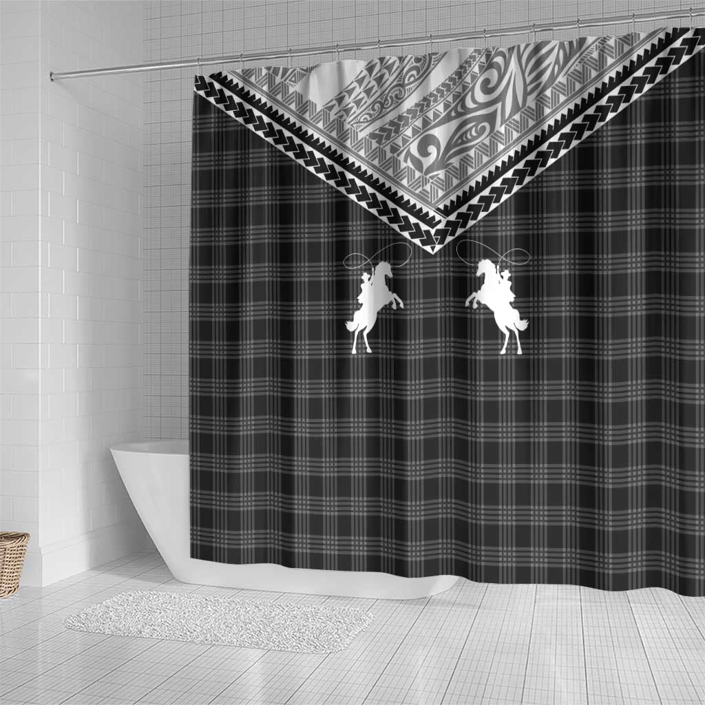 Aloha Hawaii Cowboys Paniolo Shower Curtain Black Palaka LT7 - Polynesian Pride