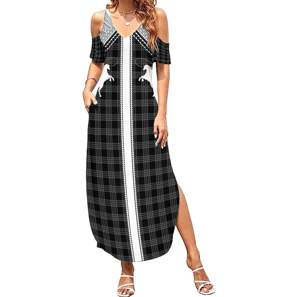Aloha Hawaii Cowboys Paniolo Summer Maxi Dress Black Palaka LT7 Women Black - Polynesian Pride