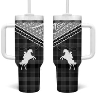 Aloha Hawaii Cowboys Paniolo Tumbler With Handle Black Palaka LT7 One Size: 40 oz Black - Polynesian Pride