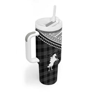 Aloha Hawaii Cowboys Paniolo Tumbler With Handle Black Palaka LT7 - Polynesian Pride