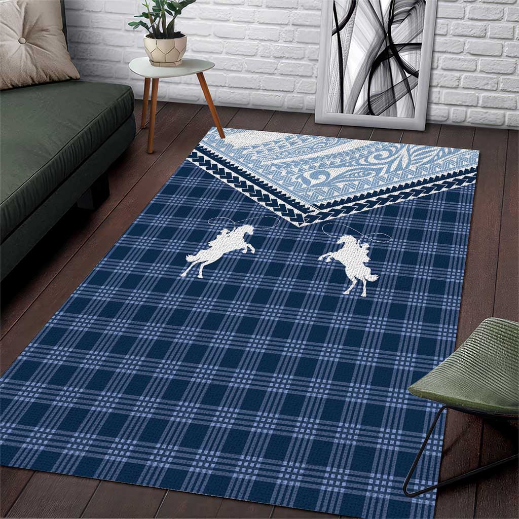 Aloha Hawaii Cowboys Paniolo Area Rug Navy Blue Palaka LT7 Navy - Polynesian Pride
