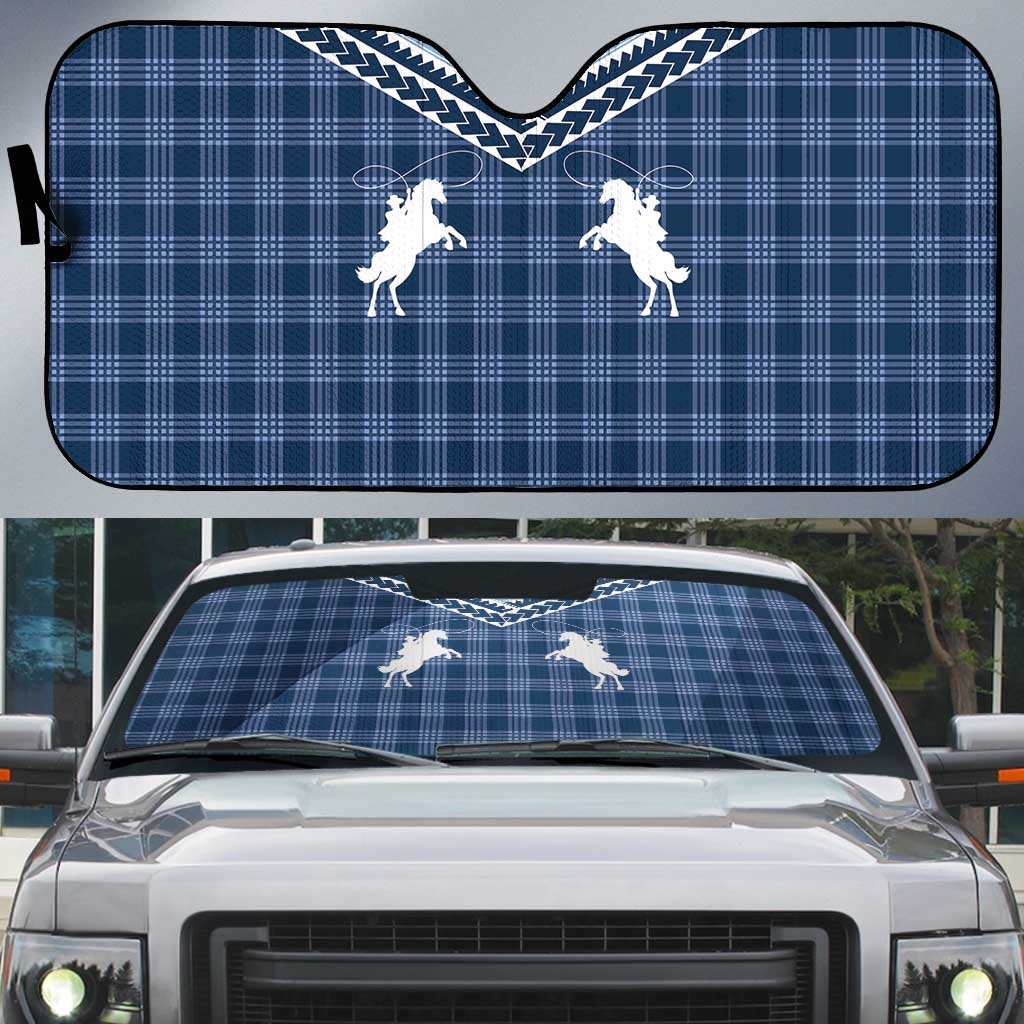 Aloha Hawaii Cowboys Paniolo Auto Sun Shade Navy Blue Palaka LT7 Navy - Polynesian Pride