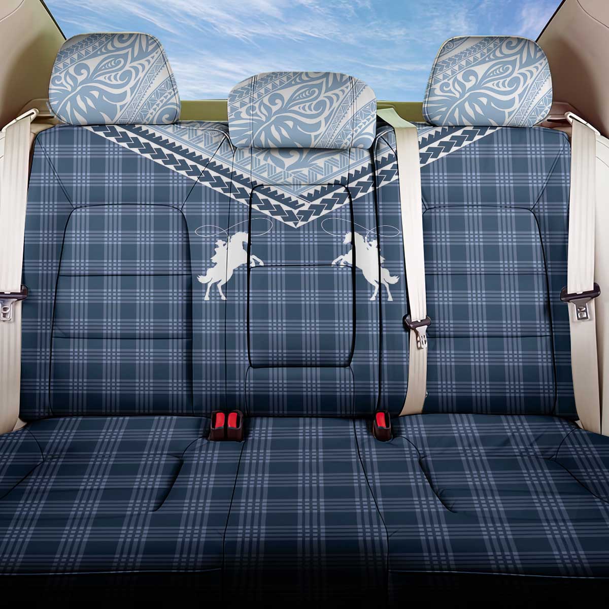 Aloha Hawaii Cowboys Paniolo Back Car Seat Cover Navy Blue Palaka LT7 One Size Navy - Polynesian Pride