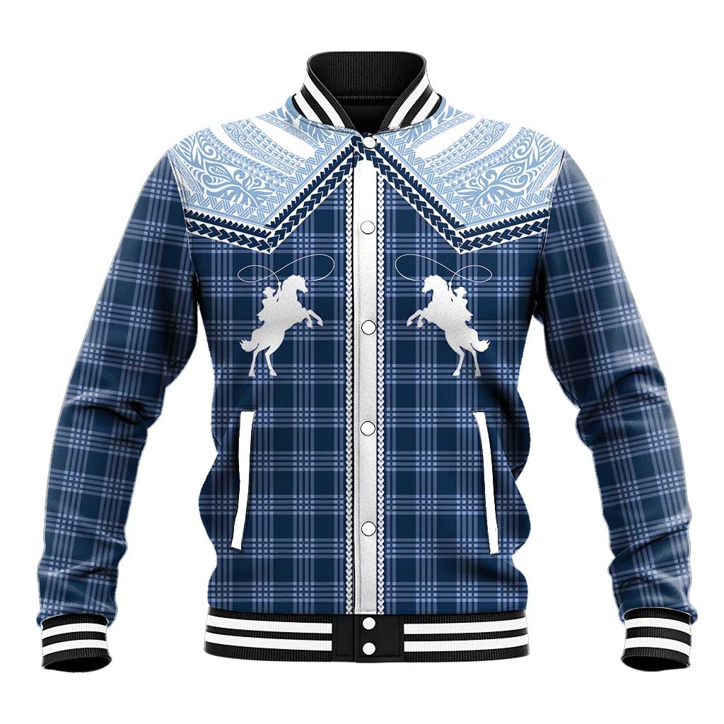 Aloha Hawaii Cowboys Paniolo Baseball Jacket Navy Blue Palaka LT7 Unisex Navy - Polynesian Pride