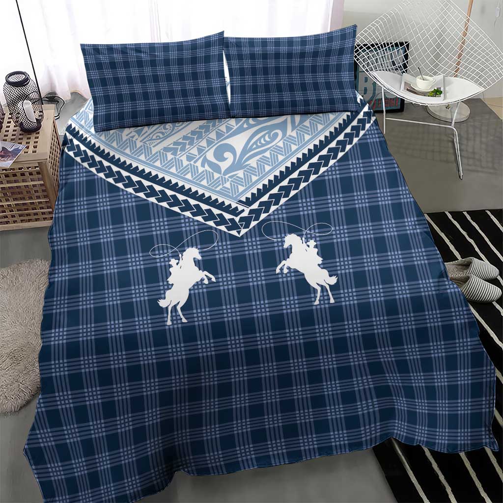 Aloha Hawaii Cowboys Paniolo Bedding Set Navy Blue Palaka LT7 - Polynesian Pride