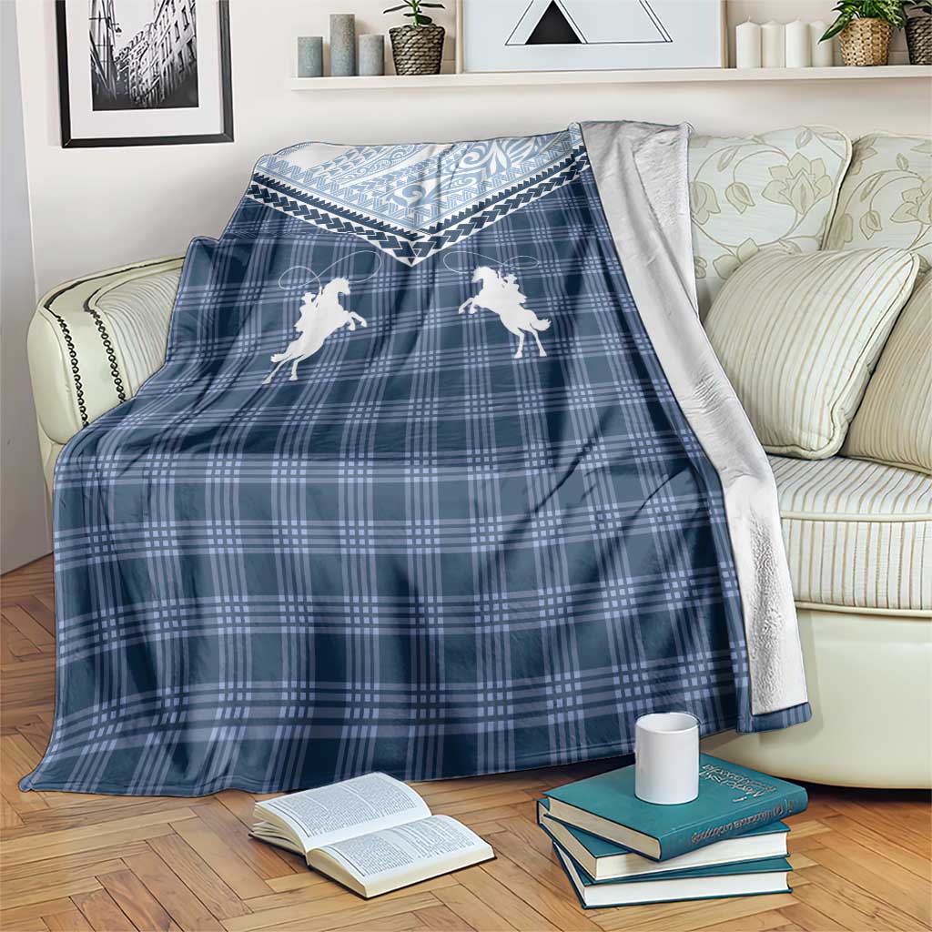 Aloha Hawaii Cowboys Paniolo Blanket Navy Blue Palaka LT7 Navy - Polynesian Pride