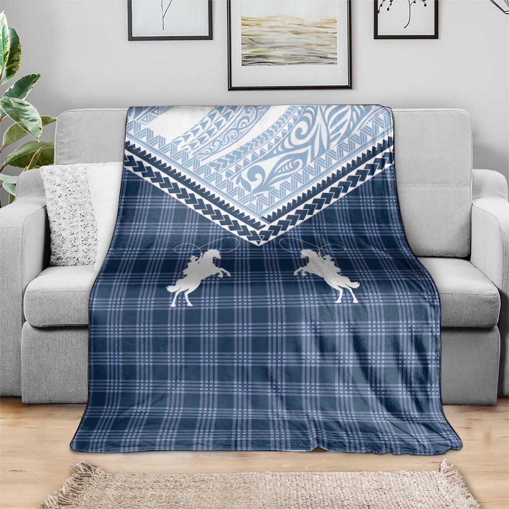 Aloha Hawaii Cowboys Paniolo Blanket Navy Blue Palaka LT7 - Polynesian Pride