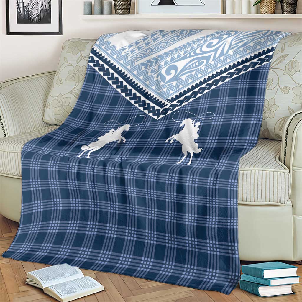 Aloha Hawaii Cowboys Paniolo Blanket Navy Blue Palaka LT7 - Polynesian Pride