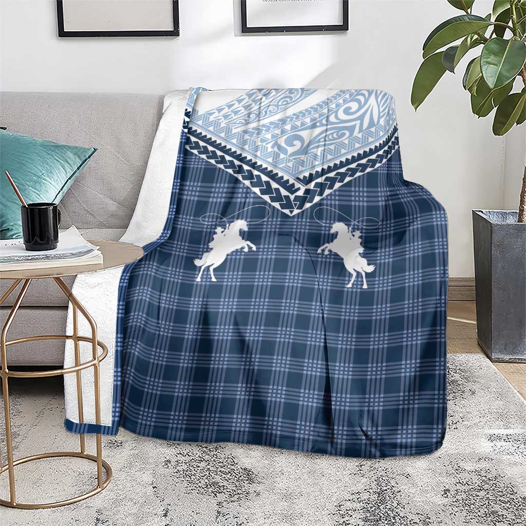 Aloha Hawaii Cowboys Paniolo Blanket Navy Blue Palaka LT7 - Polynesian Pride