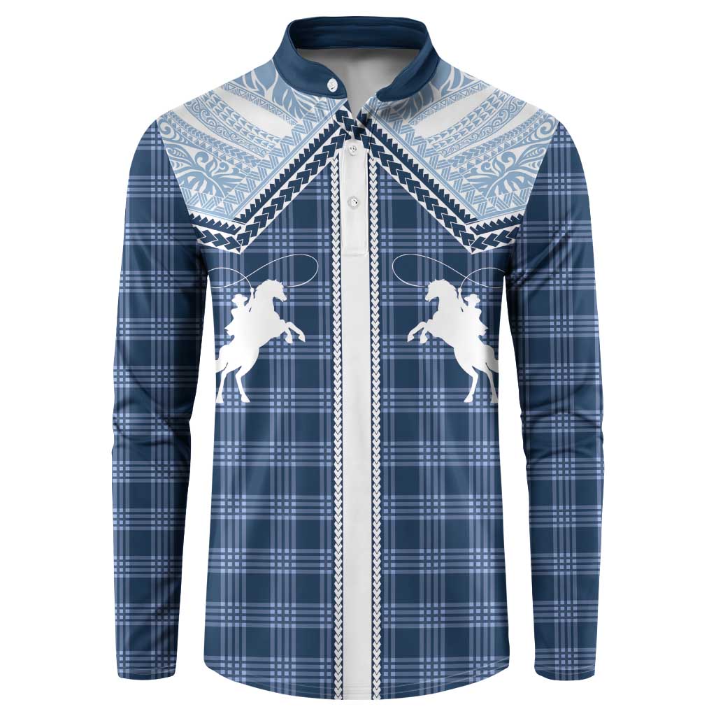 Aloha Hawaii Cowboys Paniolo Button Sweatshirt Navy Blue Palaka LT7 Navy - Polynesian Pride