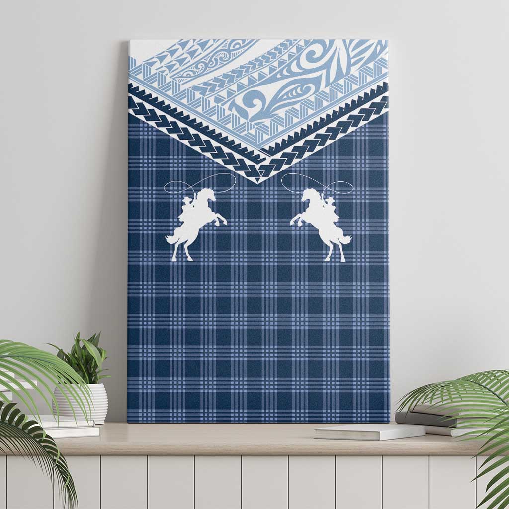 Aloha Hawaii Cowboys Paniolo Canvas Wall Art Navy Blue Palaka LT7 - Polynesian Pride