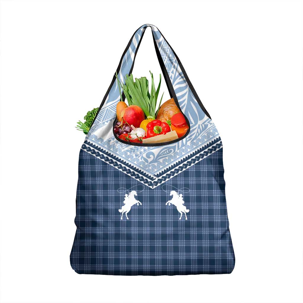 Aloha Hawaii Cowboys Paniolo Grocery Bag Navy Blue Palaka LT7 1-pack One Size Navy - Polynesian Pride