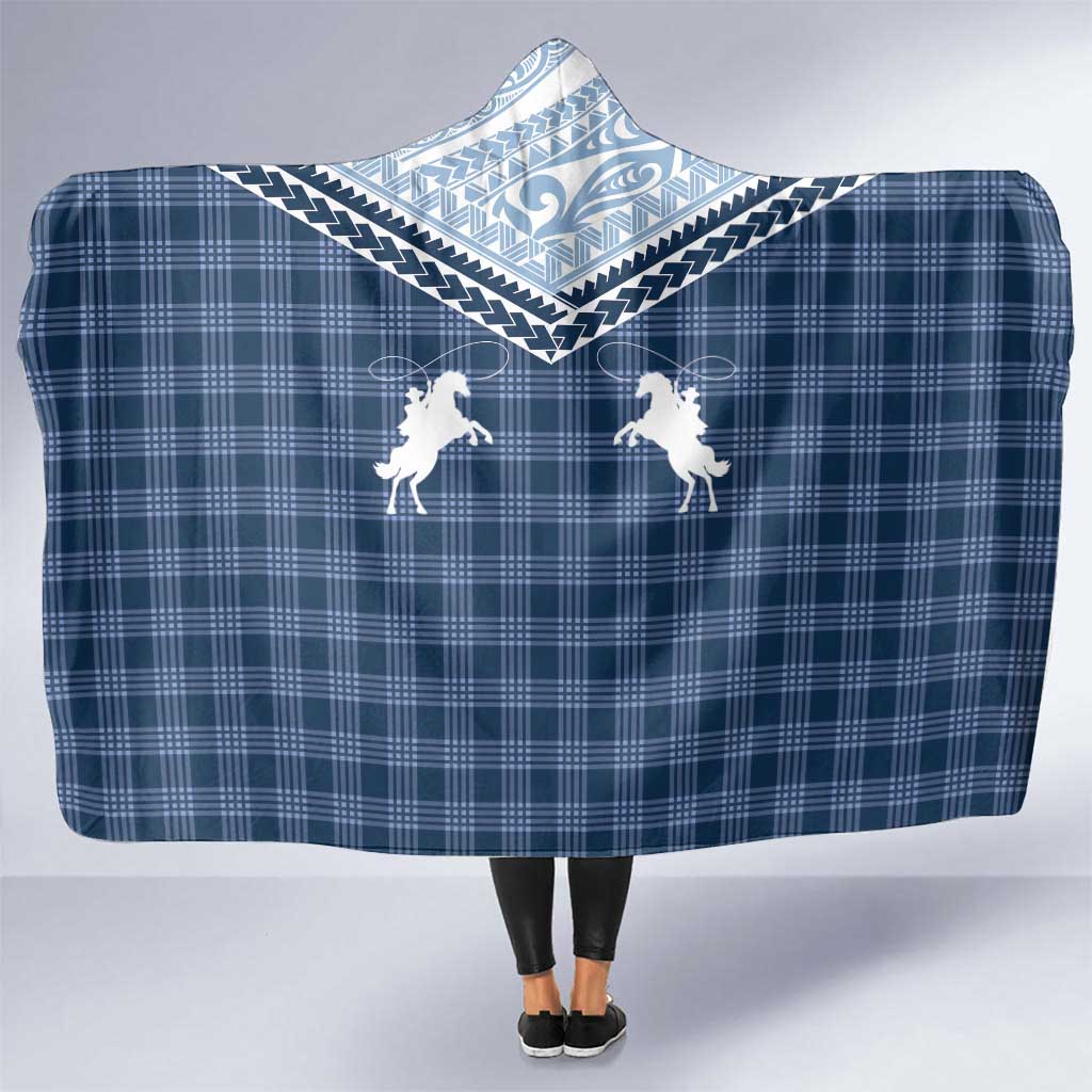 Aloha Hawaii Cowboys Paniolo Hooded Blanket Navy Blue Palaka LT7 One Size Navy - Polynesian Pride