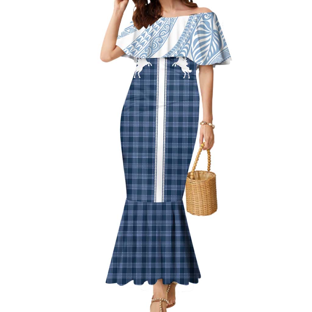 Aloha Hawaii Cowboys Paniolo Mermaid Dress Navy Blue Palaka LT7 Women Navy - Polynesian Pride