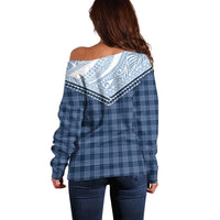 Aloha Hawaii Cowboys Paniolo Off Shoulder Sweater Navy Blue Palaka LT7 - Polynesian Pride