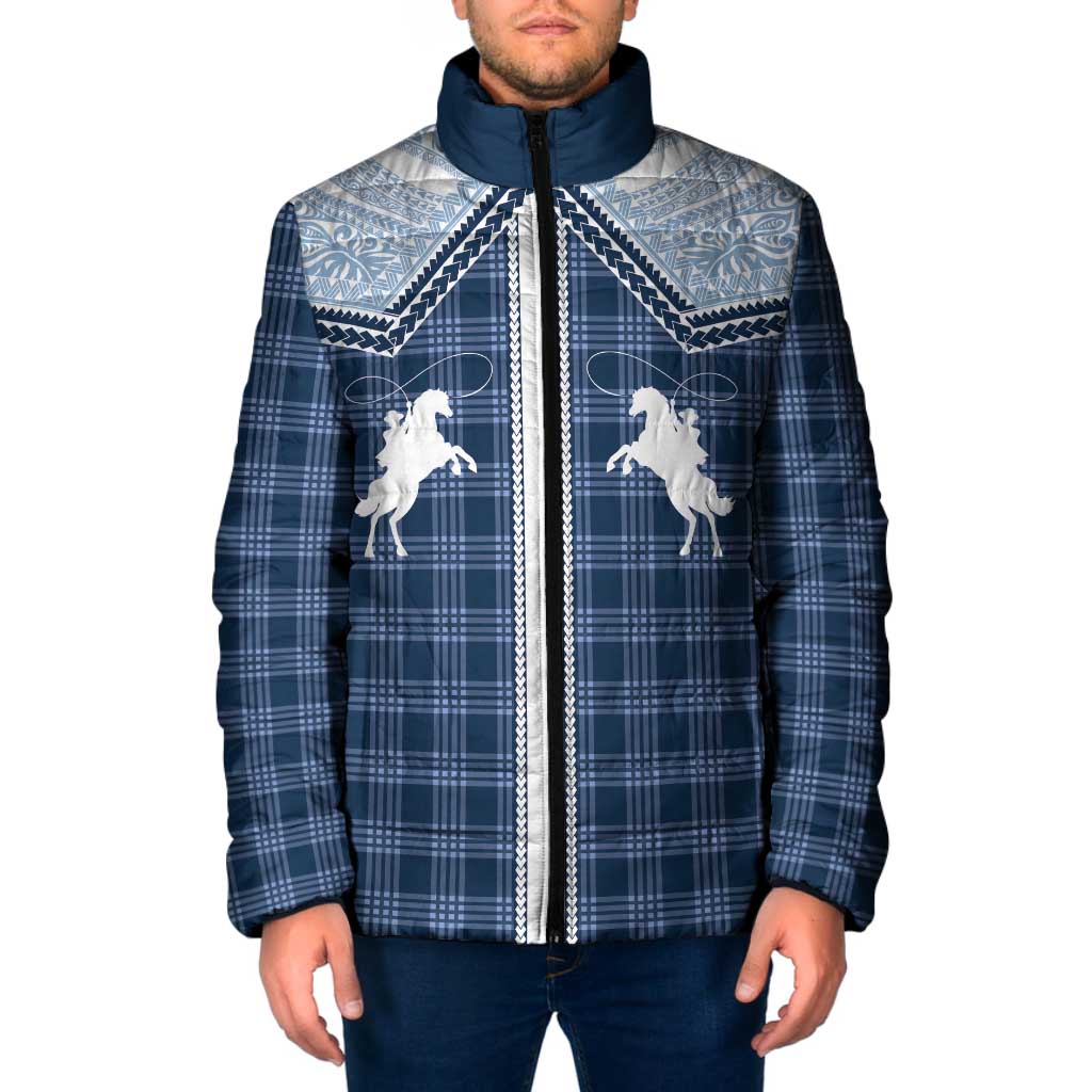Aloha Hawaii Cowboys Paniolo Padded Jacket Navy Blue Palaka LT7 Men Navy - Polynesian Pride