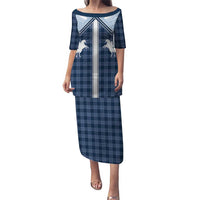 Aloha Hawaii Cowboys Paniolo Puletasi Navy Blue Palaka LT7 Long Dress Navy - Polynesian Pride