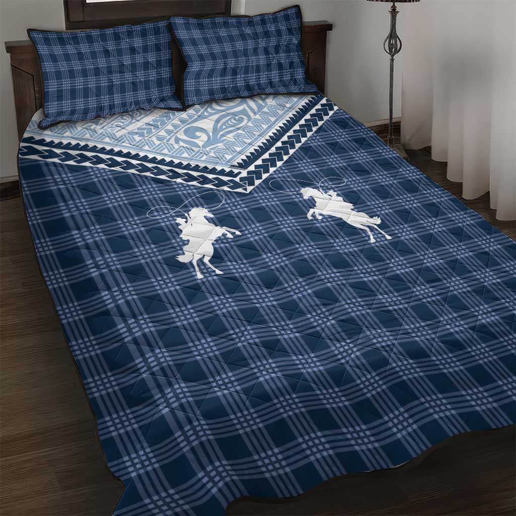 Aloha Hawaii Cowboys Paniolo Quilt Bed Set Navy Blue Palaka LT7 Navy - Polynesian Pride