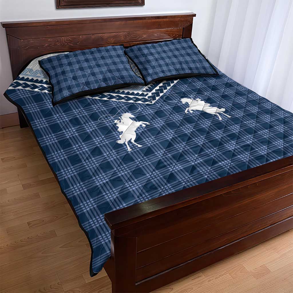 Aloha Hawaii Cowboys Paniolo Quilt Bed Set Navy Blue Palaka LT7 - Polynesian Pride