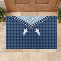 Aloha Hawaii Cowboys Paniolo Rubber Doormat Navy Blue Palaka LT7 Navy - Polynesian Pride
