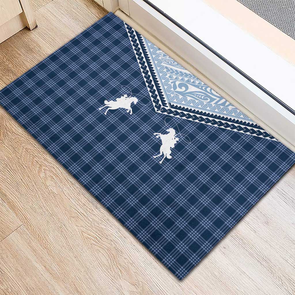Aloha Hawaii Cowboys Paniolo Rubber Doormat Navy Blue Palaka LT7 - Polynesian Pride