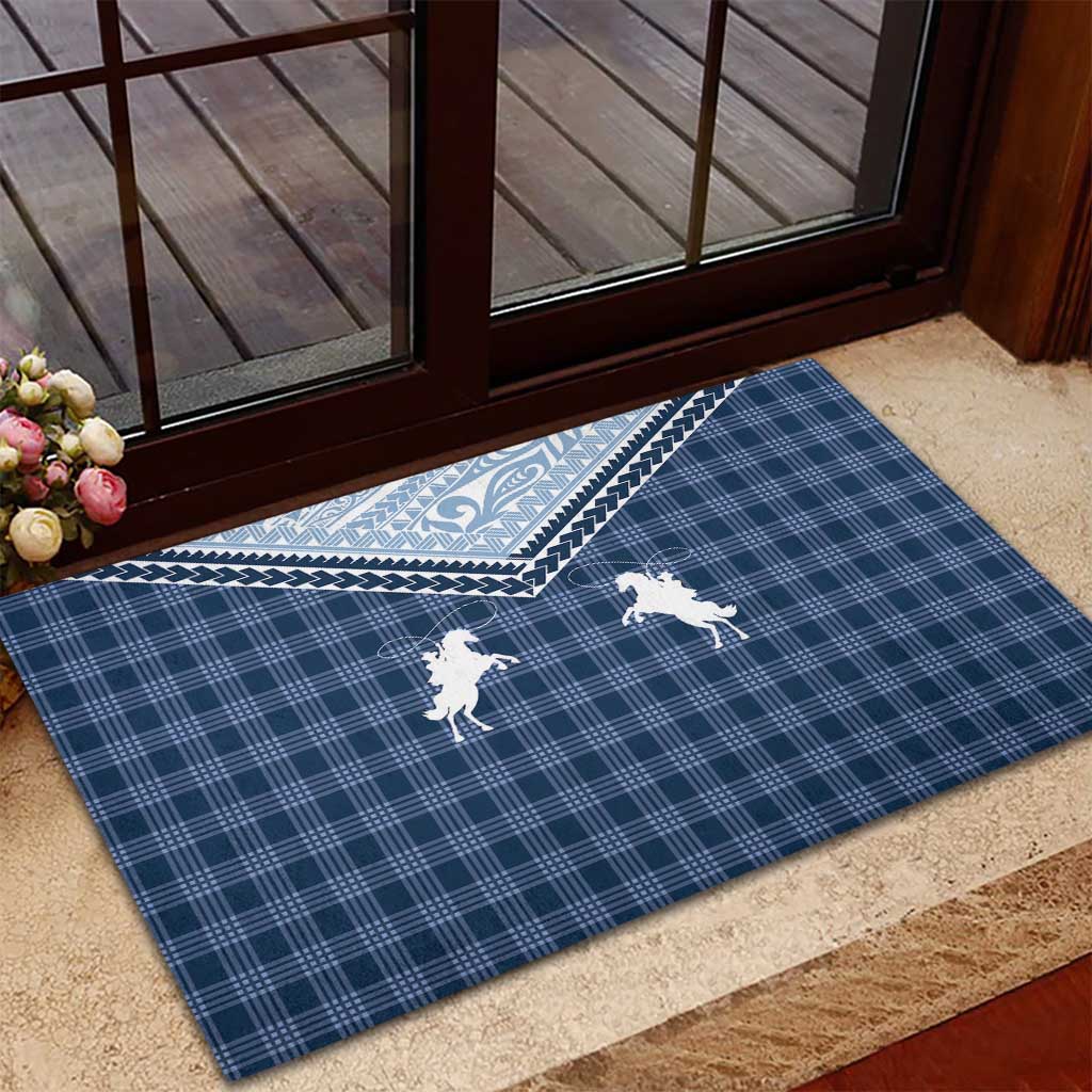 Aloha Hawaii Cowboys Paniolo Rubber Doormat Navy Blue Palaka LT7 - Polynesian Pride