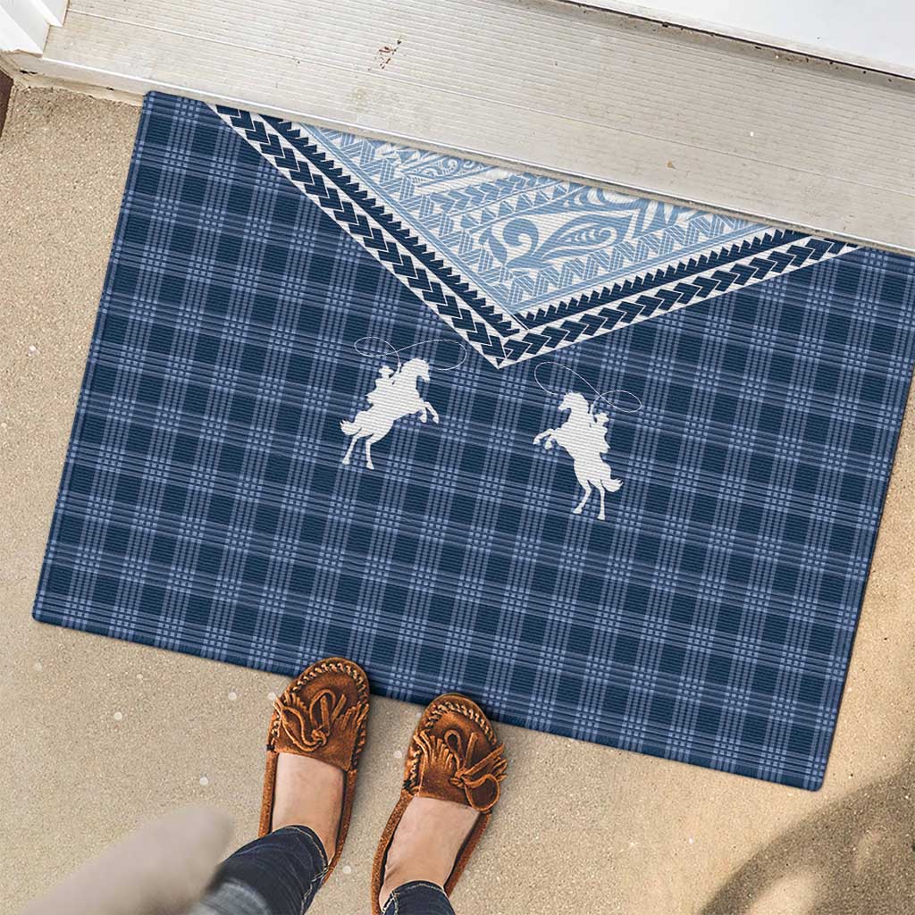 Aloha Hawaii Cowboys Paniolo Rubber Doormat Navy Blue Palaka LT7 - Polynesian Pride