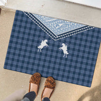 Aloha Hawaii Cowboys Paniolo Rubber Doormat Navy Blue Palaka LT7 - Polynesian Pride