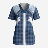 Aloha Hawaii Cowboys Paniolo Scrub Top Navy Blue Palaka LT7 Adult Navy - Polynesian Pride