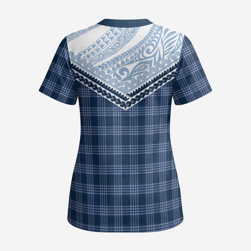 Aloha Hawaii Cowboys Paniolo Scrub Top Navy Blue Palaka LT7 - Polynesian Pride