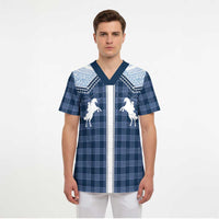 Aloha Hawaii Cowboys Paniolo Scrub Top Navy Blue Palaka LT7 - Polynesian Pride