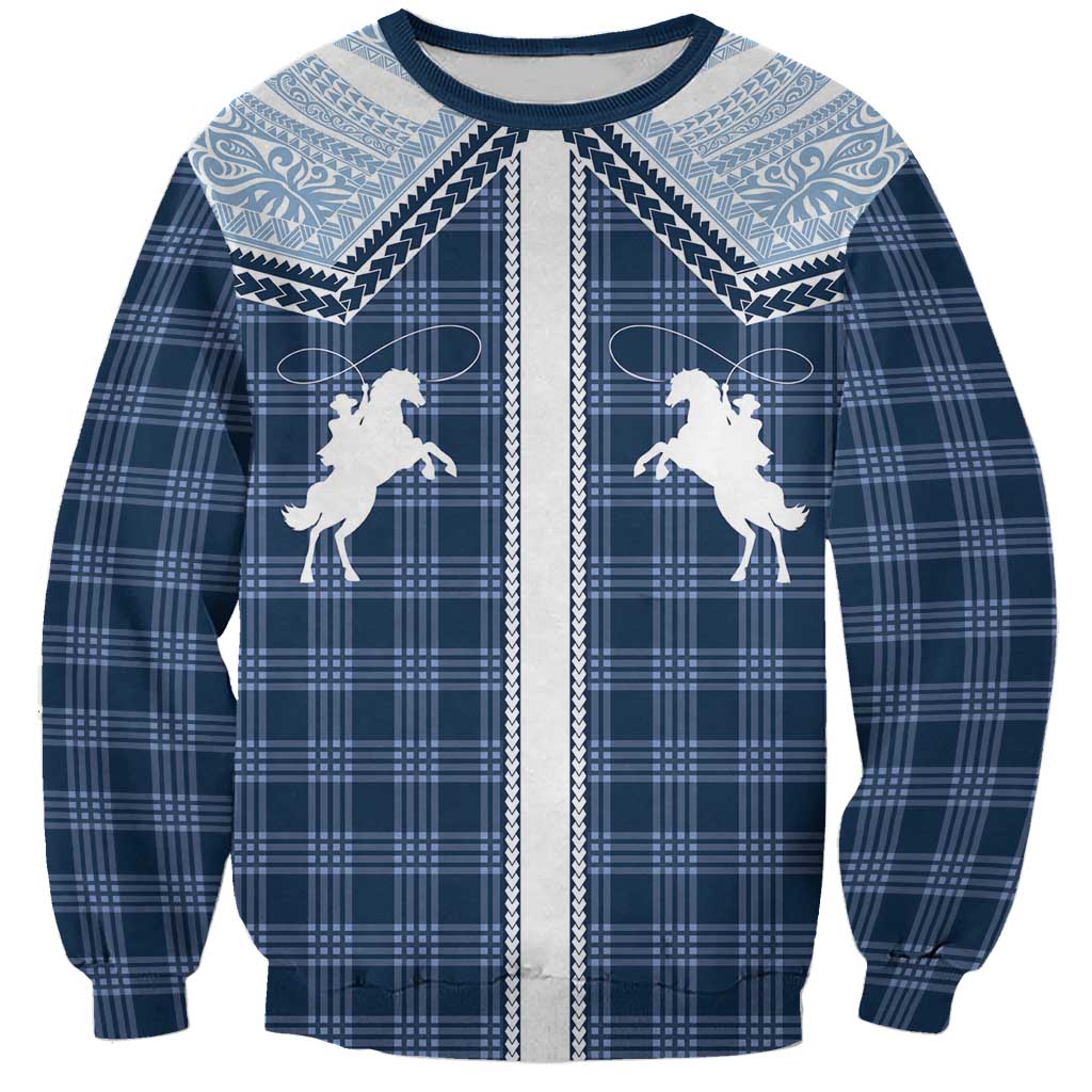 Aloha Hawaii Cowboys Paniolo Sweatshirt Navy Blue Palaka LT7 Unisex Navy - Polynesian Pride