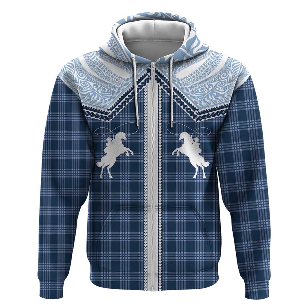Aloha Hawaii Cowboys Paniolo Zip Hoodie Navy Blue Palaka LT7 Zip Hoodie Navy - Polynesian Pride