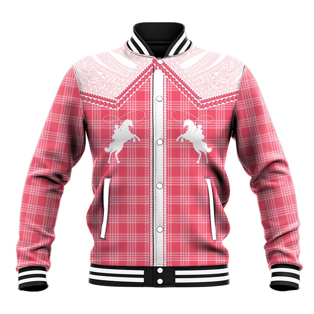 Aloha Hawaii Cowboys Paniolo Baseball Jacket Rose Palaka LT7 Unisex Pink - Polynesian Pride